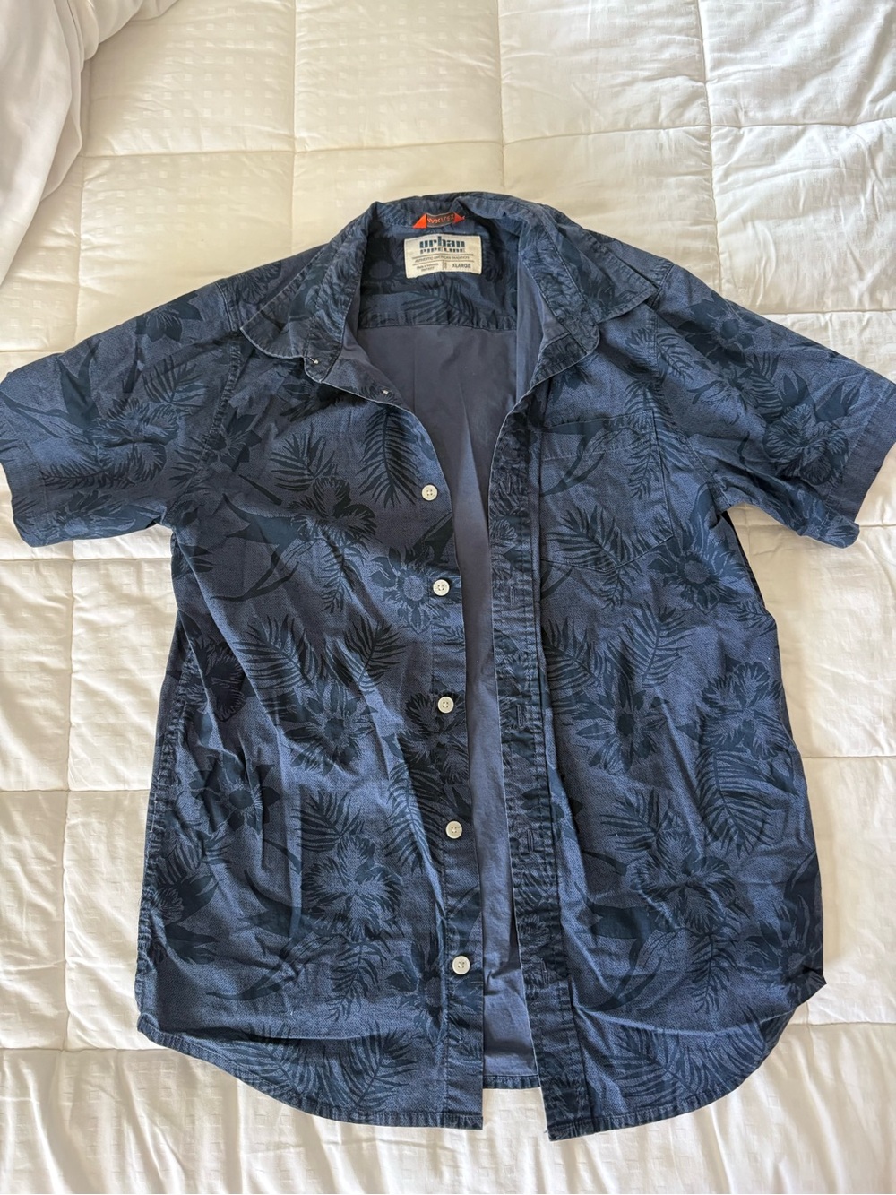 Urban Outfitters Navy Floral Short-Sleeve Shirt